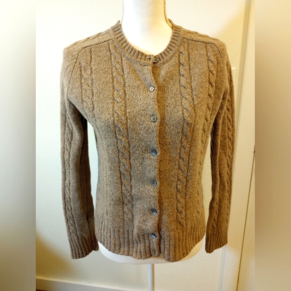 J. Crew 100% Wool Fawn Cardigan, Sz L